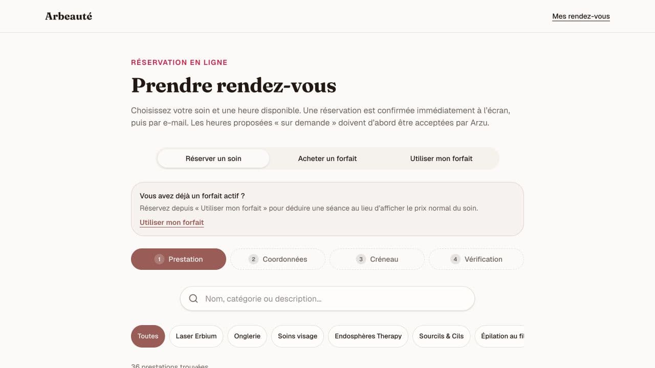 The start of the booking journey, with no account required.